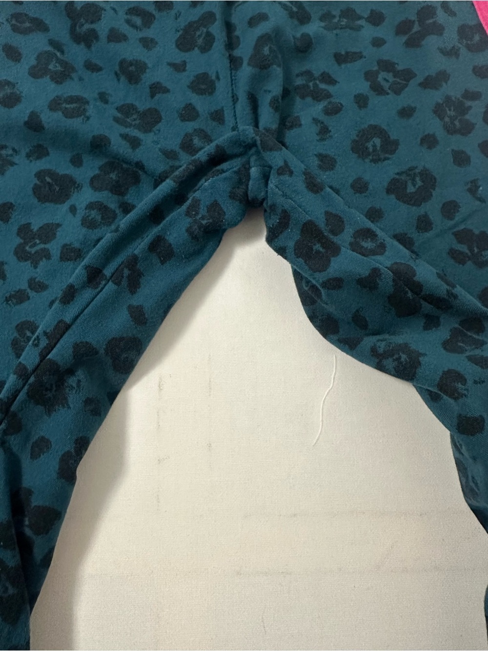 adidas Teal Leopard Print Track Pants with Pink Side Stripes - Picture 9 of 9